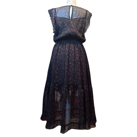 BB Dakota Cal Floral Print Dress Black Boho Size Medium - Picture 3 of 7